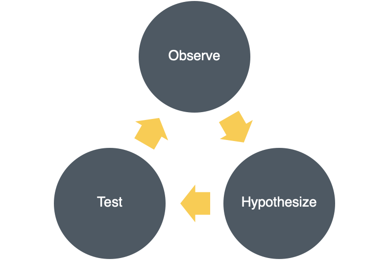 The observe-hypothesize-test cycle